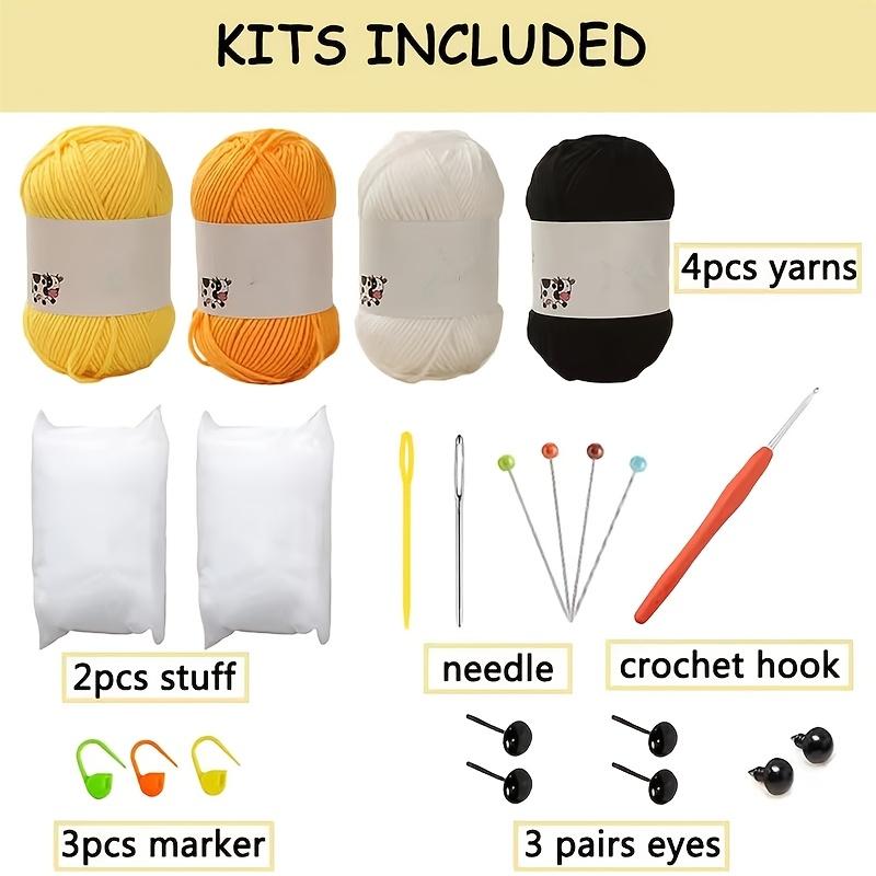 3 Kits de Crochet - 3 Kits de Crochet Pour Débutants/Experts - Lapin, Poussin, Abeille Pour Adultes Débutants, Comprend Suffisamment de Fil, Crochet Hoo