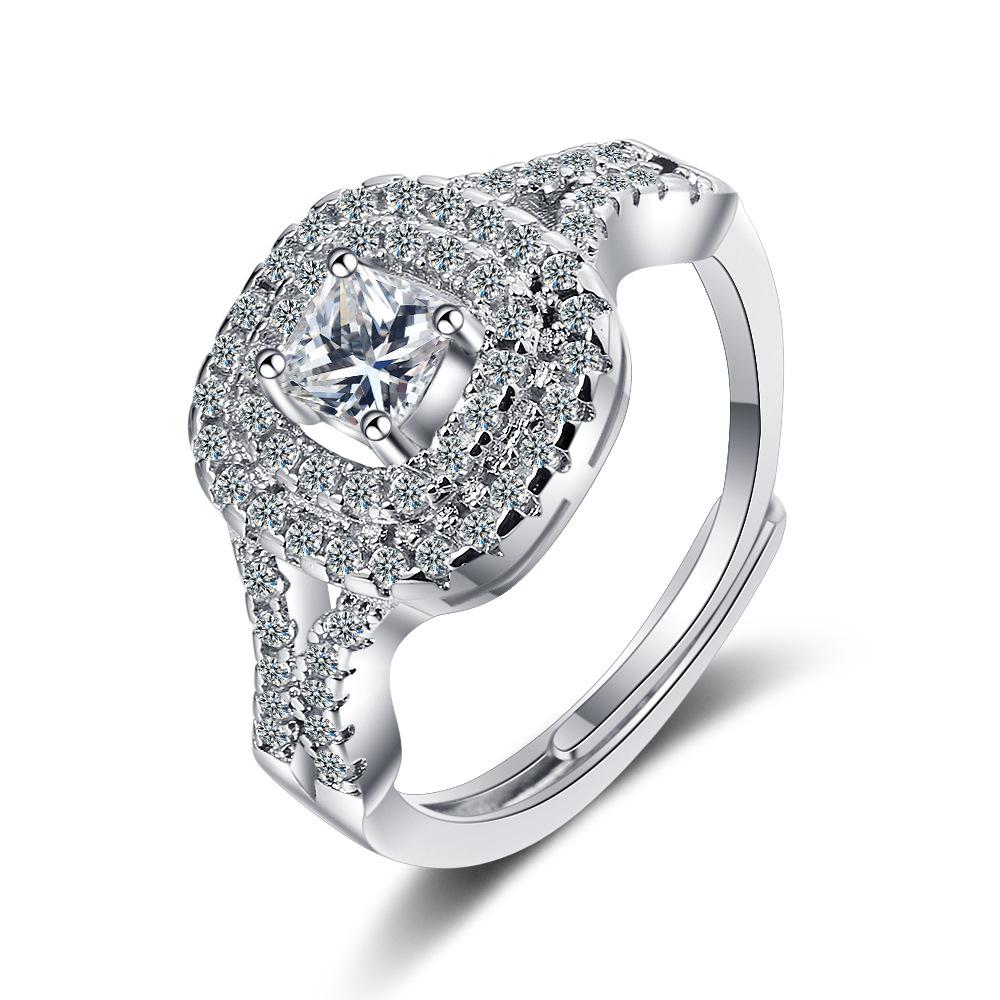 925 Sterling Silver African Jewelry Ring Women Square White Diamond Bizuteria Silver 925 Jewelry Moissanite Wedding Band Rings