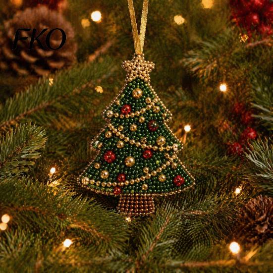Beaded Christmas Decorations Bead Craft Kit, Ornament DIY Create Tree Snowflake Gift Set Wreath Stocking, Festive Kit for Adults, Handmade Holiday