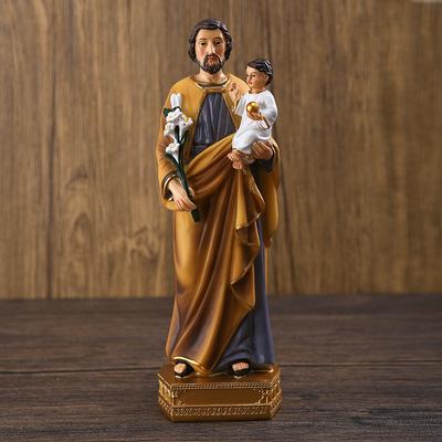 Catholic Ornaments Saint Joseph Hug Jesus Statue Church Desktop Decoration Resin Crafts