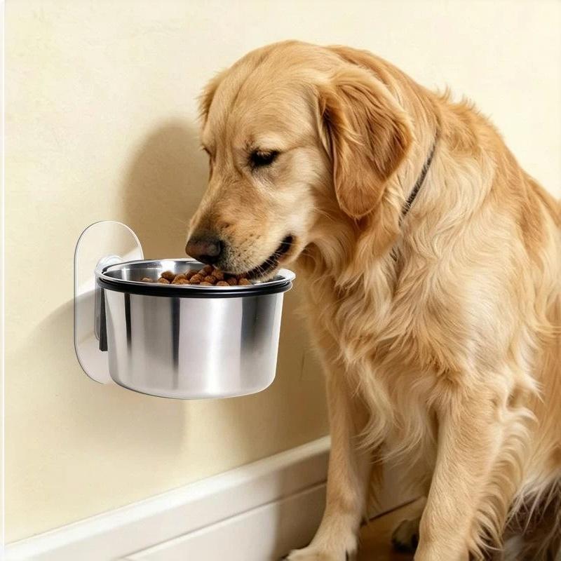 1 Stück Wandmontierte Hundeschüssel Faltbar Edelstahl Erhöhte Hundefutter- und Wassernäpfe Verstellbare Höhe Wandmontiert Katze Futter