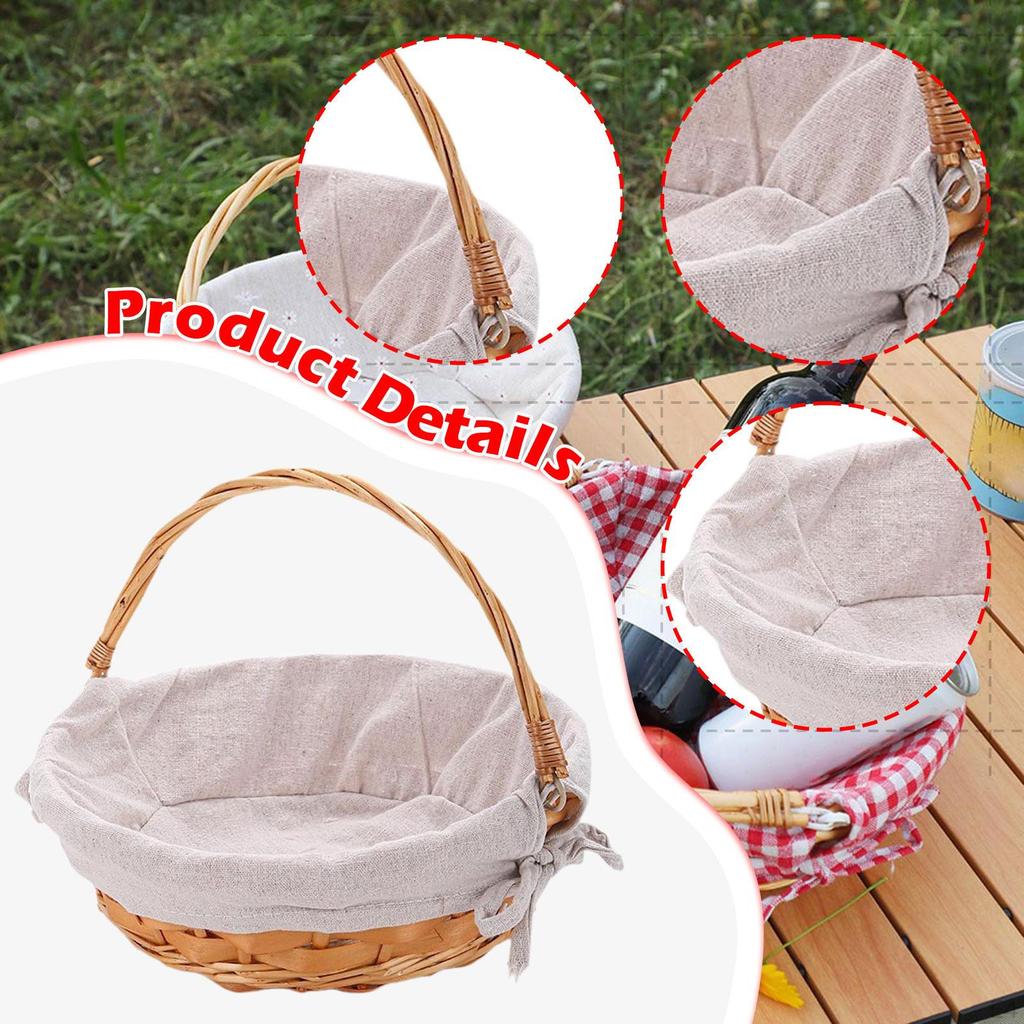 Picnic Basket Container with Handles Decorative Egg Hamper for Vegetables Sandwiches