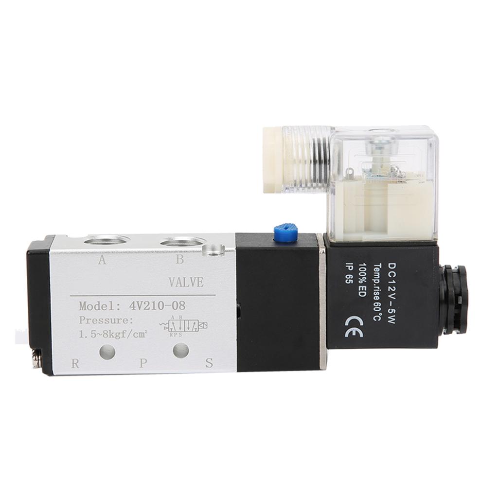 4V210 08 Solenoid Air Valve 2 Position 5 Port Pneumatic Control Valve (DC12V)