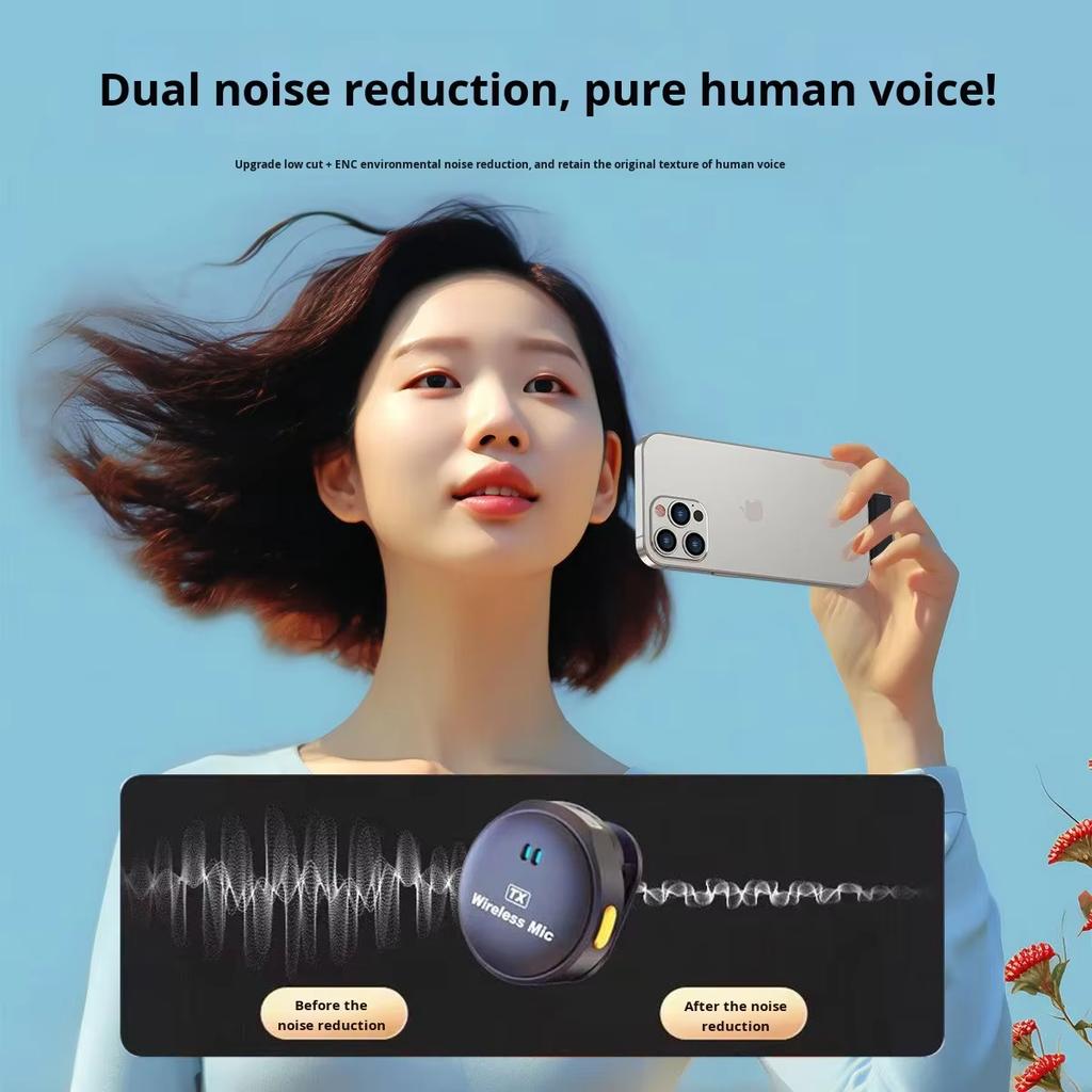 Q8 Wireless Lavalier Microphone Cardioid Type C Lightning Mini Lapel Neck Mic for Cell Phone Light-Weight with Charging Case
