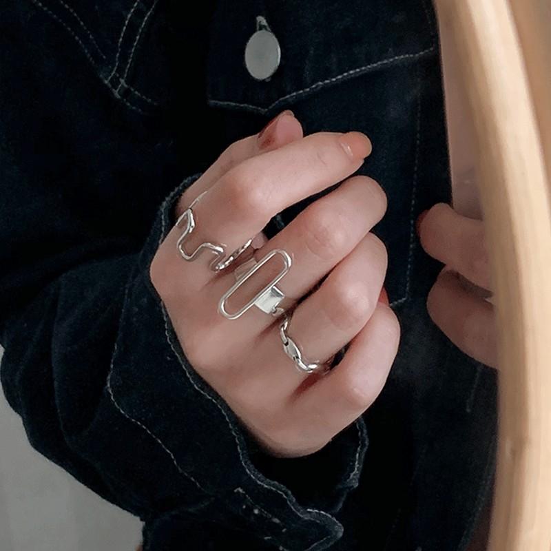 Design Geometric Stunning Silver Ring For Women Adjustable 925 Sterling Silver Jewelry