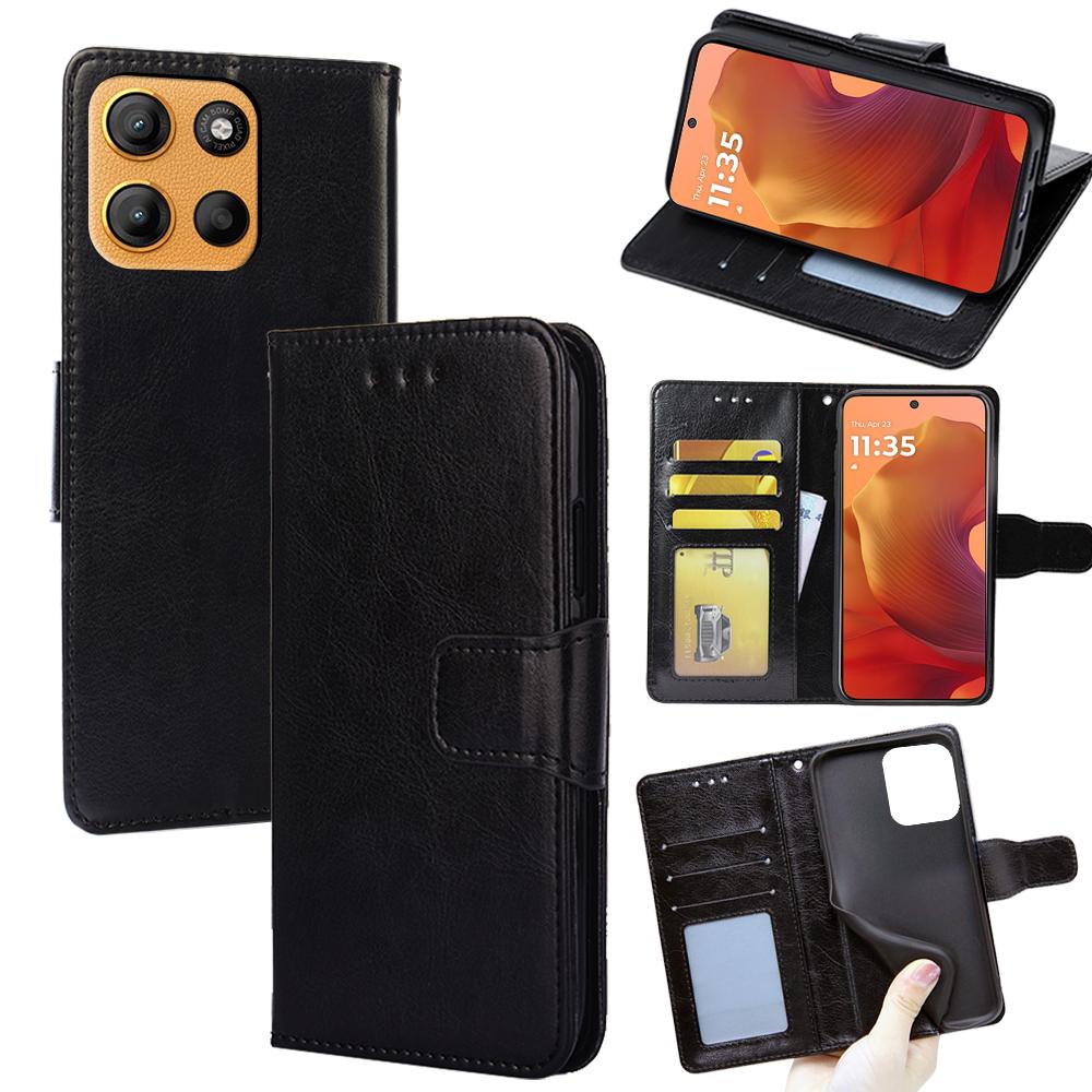 For Motorola Moto G15 Power 4G/G15 4G Case Wallet PU Leather+TPU Folding Stand Phone Cover