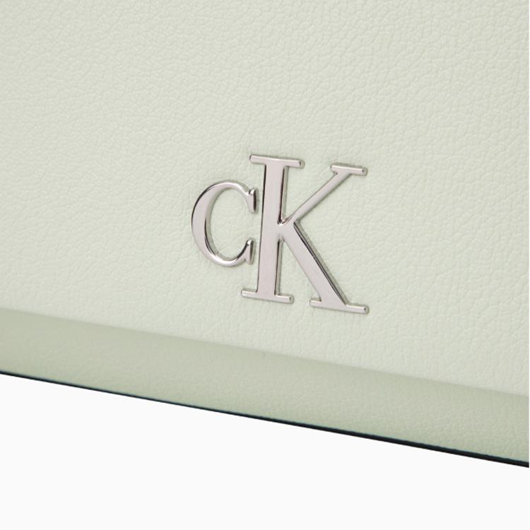 Calvin Klein Silver Letter Logo Chain Flap Synthetic Envelope Crossbody Bag Women bags Light-Green DH3478-319