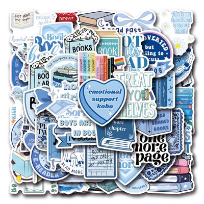 55 Blue Bookish Cartoon Graffiti Stickers Decorative Scooter Notebook DIY Stickers