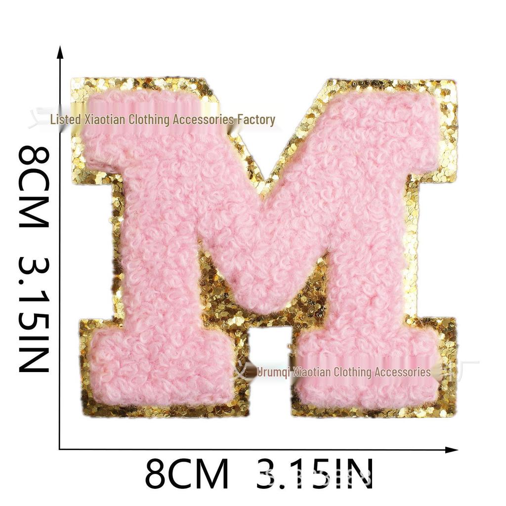 Roaring Sky Chenille Gestickter Englischer Buchstabe Aufbügler, 8cm