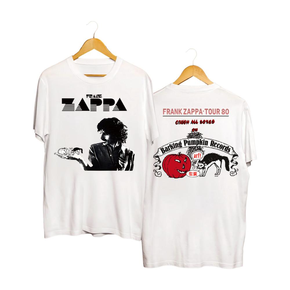

New Rare Frank Zappa Tour 80 Heavy Cotton White Full Size T Shirt For Men AG365 Unisex T-Shirt XL