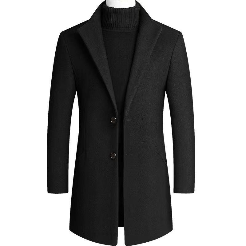 

Autumn and Winter European and American Men s Medium and Long Woolen Coat Men s Slim-fitting Solid-color Woolen Trench Coat Men s Clothing XXXXL