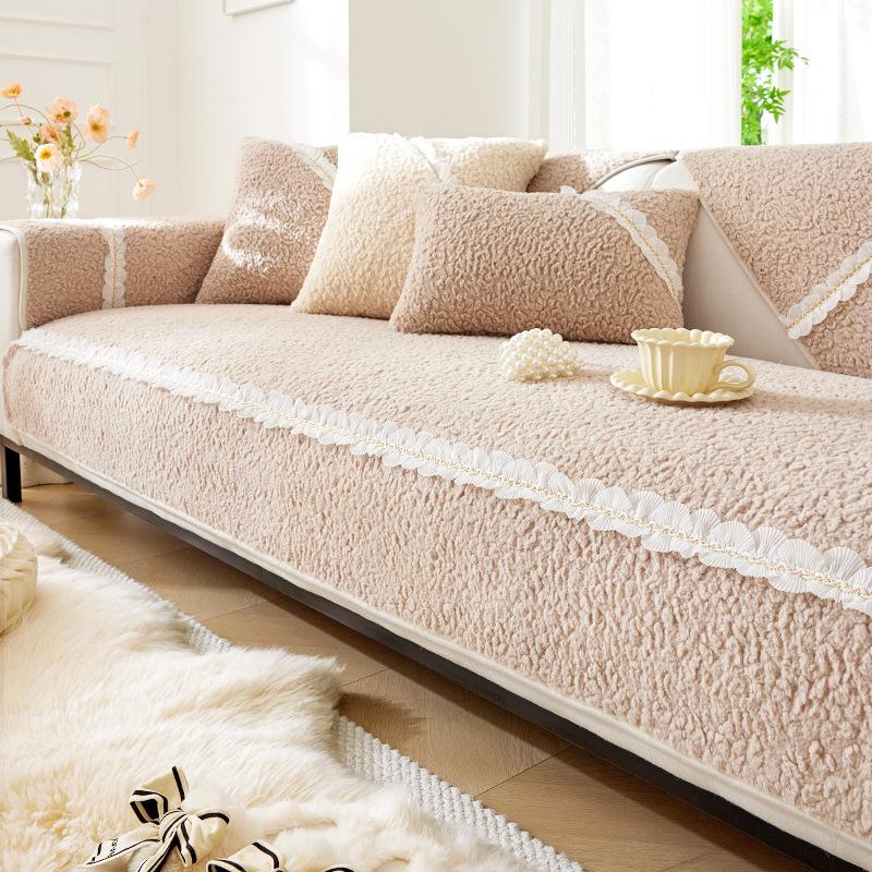 

Новый чехол из ткани, полотенце, овчина, подушка для дивана, зимняя утолщенная плюшевая подушка, нескользящий чехол для дивана 70x70cm 1pc