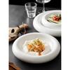 Round White Glazed Ceramic Western-style Dish Double-layer Ceramic Artistic Conception Disk Cold Dish Plate Hotel Tableware