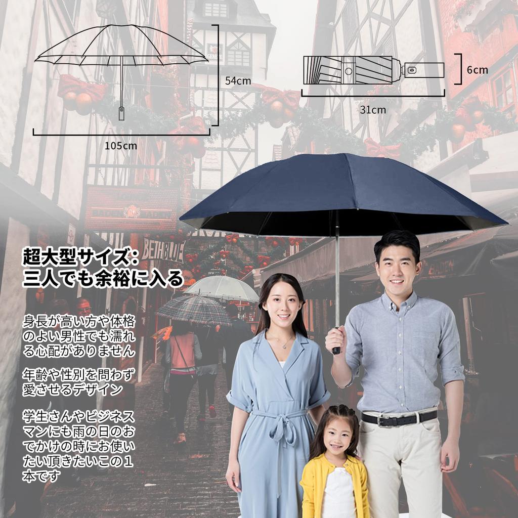 Folding Automatic Large Folding For Both Sunny and Rainy Water Wind Typhoon Ultra UV Class 1 Light Heat UV Wind Water One Touch Red Umbrella,