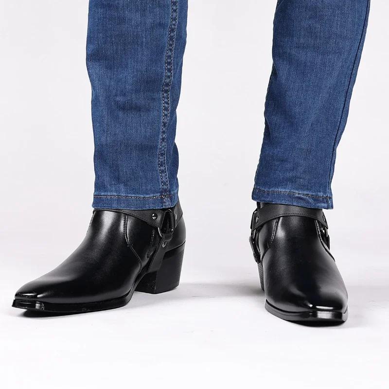 Fashion Men's Boots Fashion Designer Chelsea Boots Luxury High Quality Men Cowboy Boots Black Brown Zip Wedding Office Dress Shoes Male