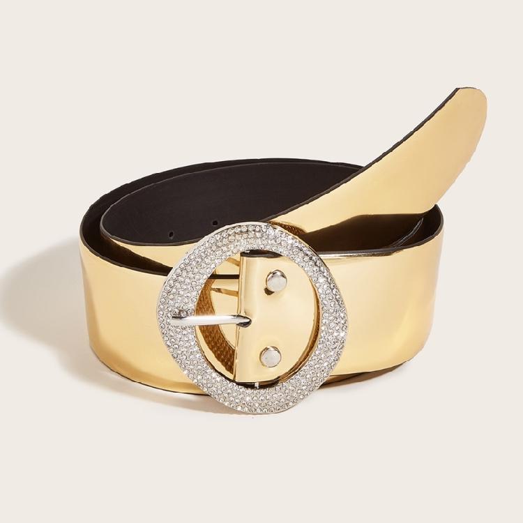 Female Belt Gold Color Glitter Waist Belt Decorative Belts for Womens Jeans