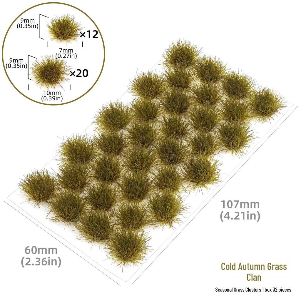 Seasonal Grass Clumps for Model Building and Simulation Turf Lawn DIY Projects