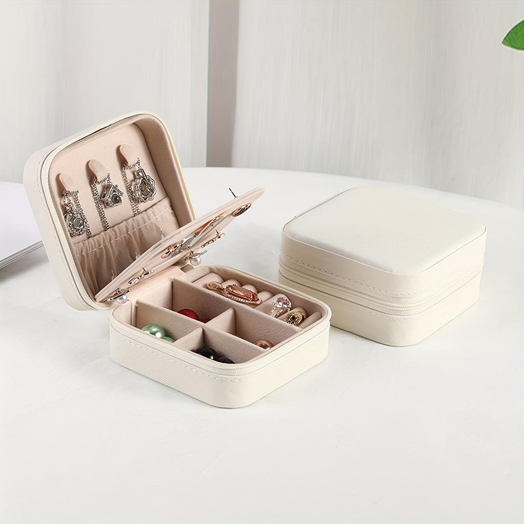 Portable Jewelry Box Leather Travel Organizer for Ring Necklace Earring Storage Holder Boxes Gifts Display Box for Girls Woman