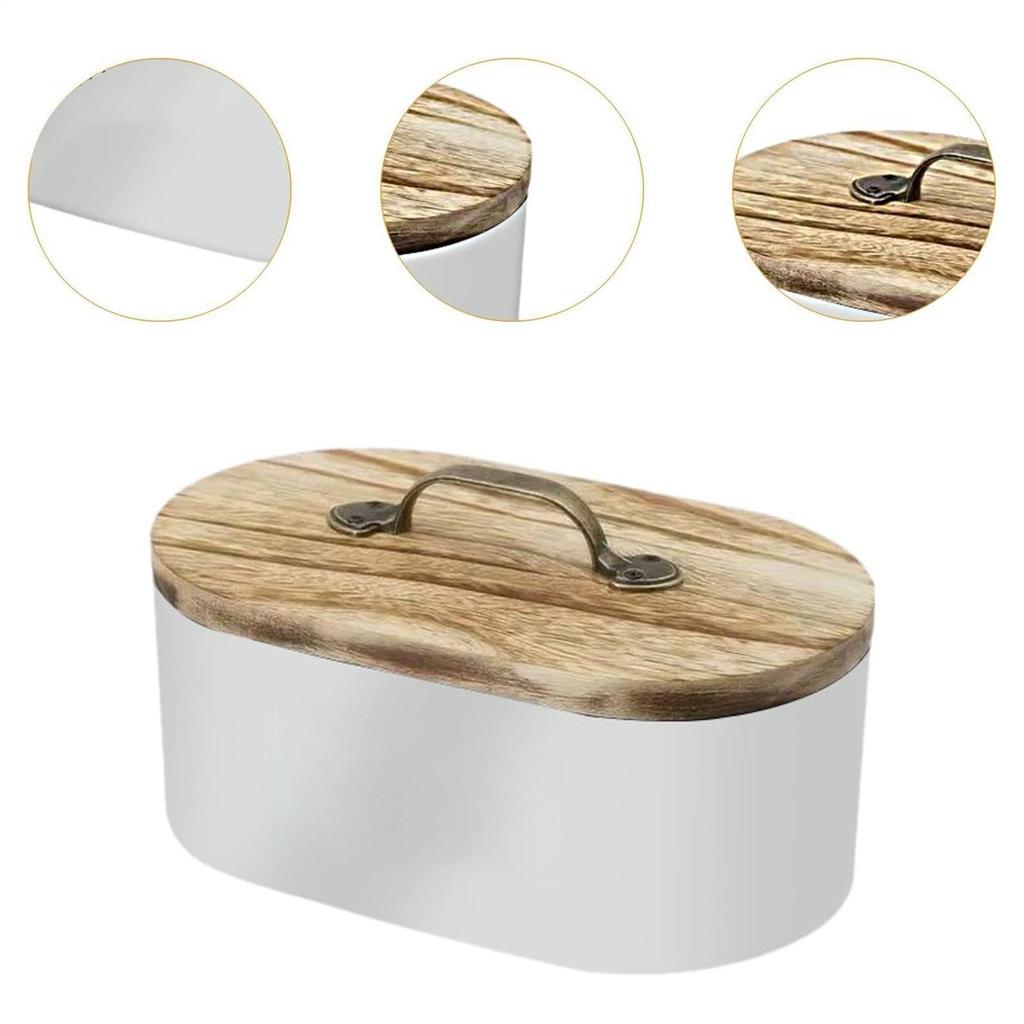 Porte-tampons Boîte de rangement en bois pour tampons avec couvercle Contenant Esthétique Pour Boules de coton Plan de travail Meuble de salle de bain Salon