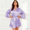 New ice silk bathrobe sexy imitation silk loungewear can be worn outside underwear nightgown women's summer