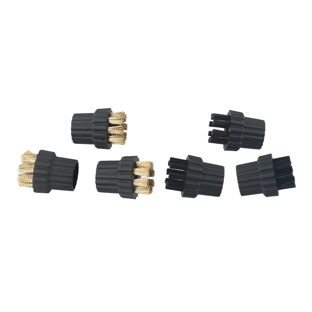 6pcs Steam Cleaner Brass Nylon Brush Head Replacement Parts Fit For Steam Mop 5 Steam Cleaner Brass Components Head Parts Set