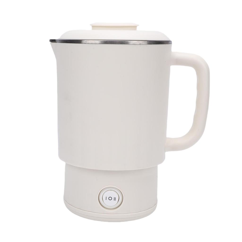 Portable Electric Kettle White 600ml Stainless Steel Interior Insulated Hot Water Kettle for Tea Coffee