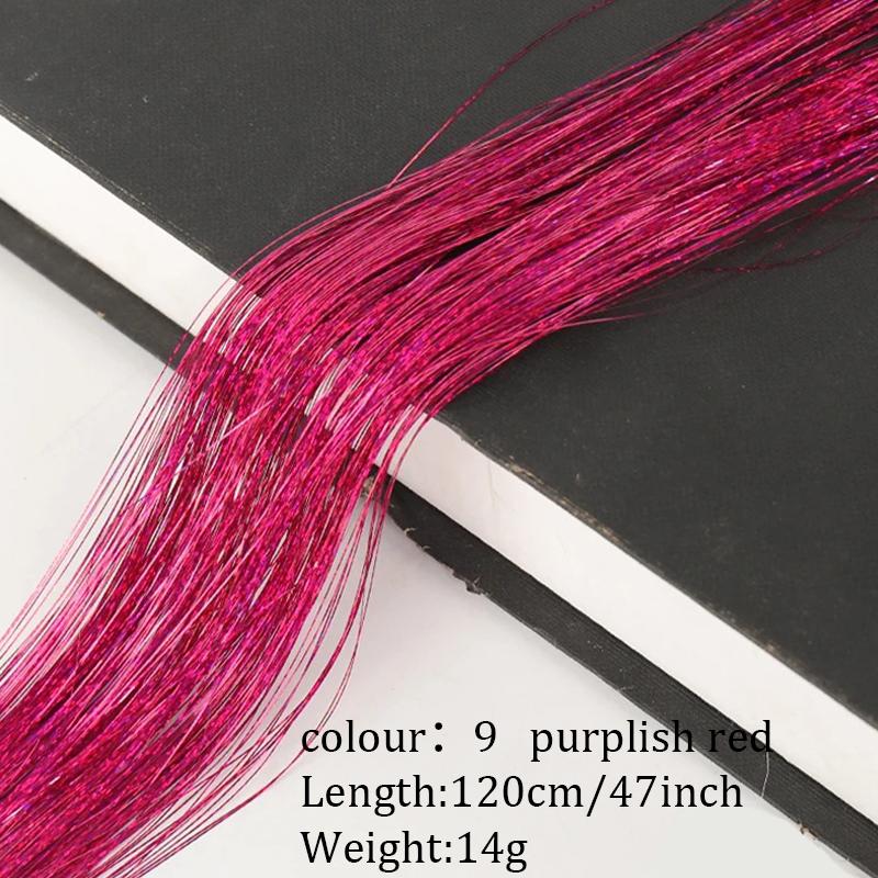 Colorful Bright Crochet Hair Extensions Colorful Silk Rainbow Silk Synthetic Fiber Sparkling Hair Extensions Party Use