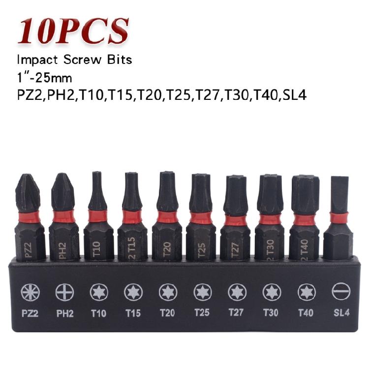 Industrial Strength Steel Torxes Screwdriver Bit 10Pcs Set Corrosion Proof High Torque Performances For Technicians