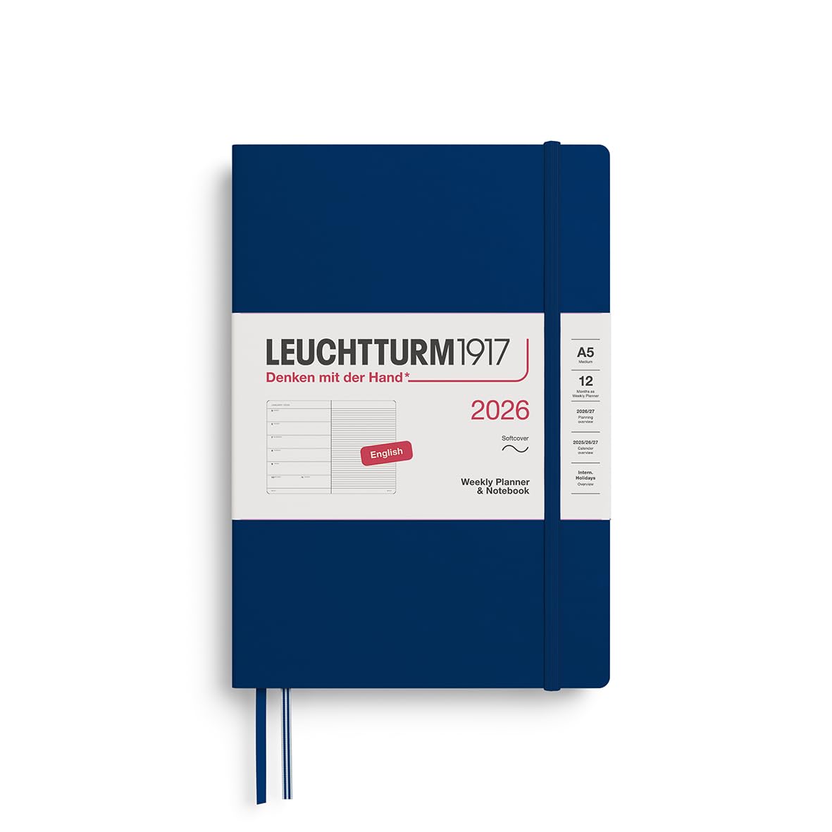 LEUCHTTURM1917 2026 Diary A5 Weekly Softcover Navy 372682 тёмно-синий