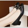 Coarse heel single shoes women's high-end small leather shoes new mid-heel versatile four-season women's shoes soft-soled high heels