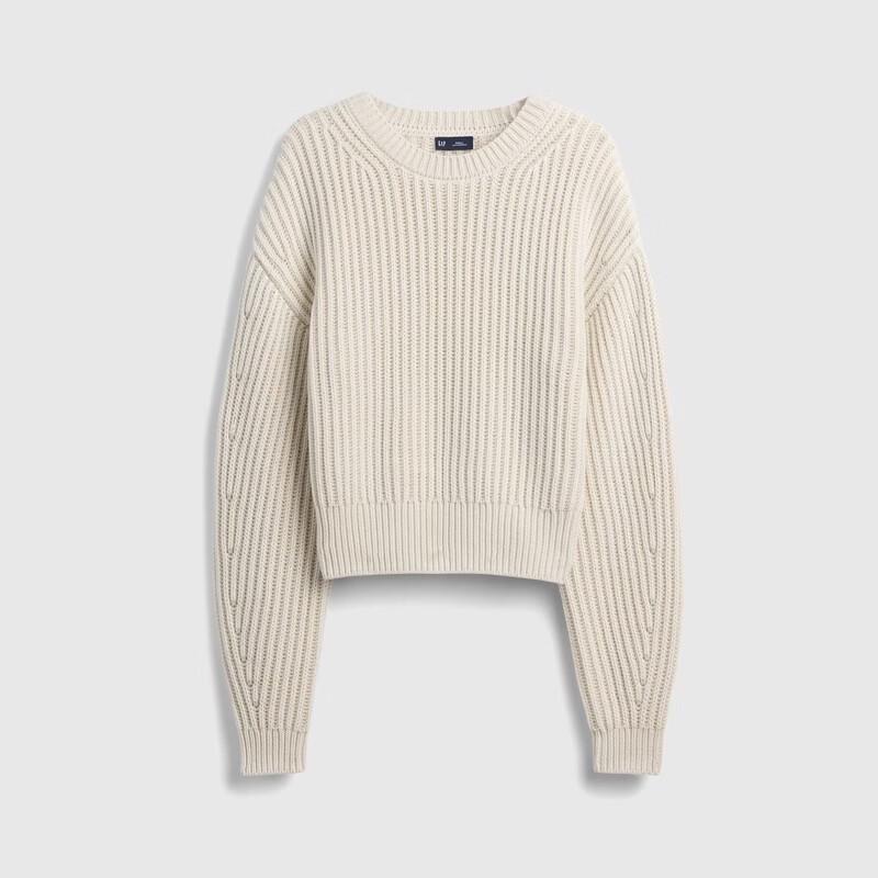 Gap Women's 2026 Spring Pure Cotton Loose Round Neck Long Sleeve Knit Sweater