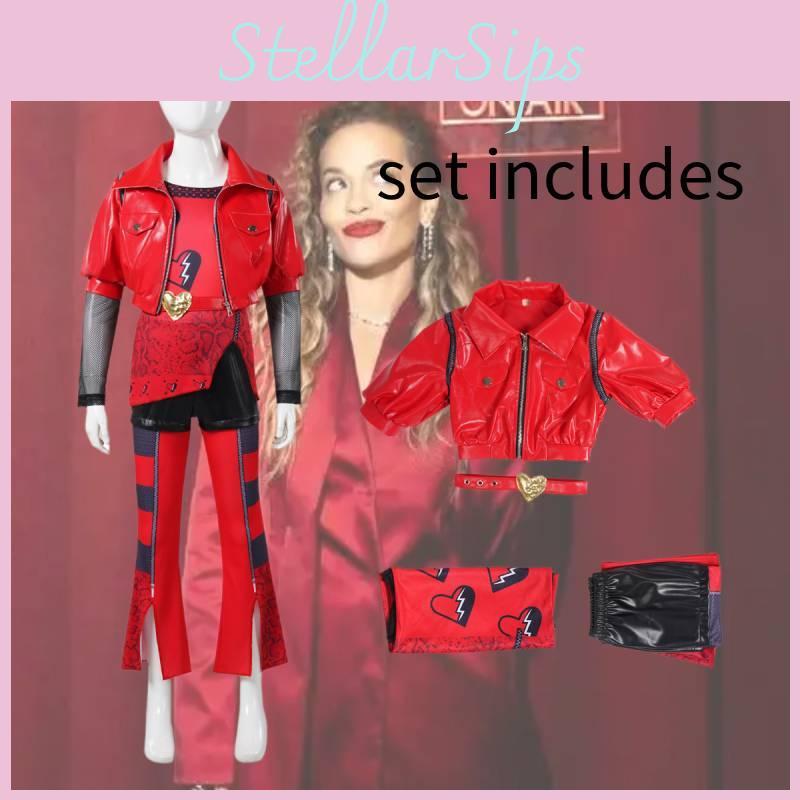 Bezauberndes Descendants Vier Rote Königin Cosplay Kostümset für Kinder in leuchtenden Farben