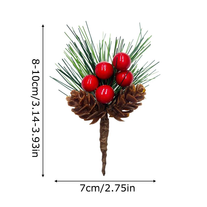 10PC Hanging Ornaments Christmas Decor Simulation Branches DIY Xmas Wreath Artificial Pine Cone Picks Holiday Decor Crafts