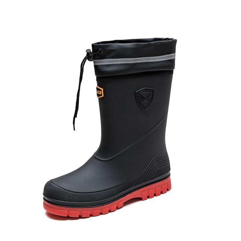 Bundle rain shoes men's medium tube non-slip waterproof shoes platform rain boots outdoor water boots thermal rubber shoes men's fashion