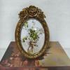 Photo Frame Oval Tabletop/Wall Hanging Retro Design Picture Display for Office Hallway Bedroom