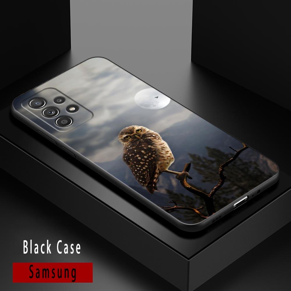 Cute Baby Owl Animal Cases For Samsung Galaxy A52 Funda Samsung A52s A54 A53 5G A72 A73 A33 A31 A32 A51 A71 A41 Soft Black Cover