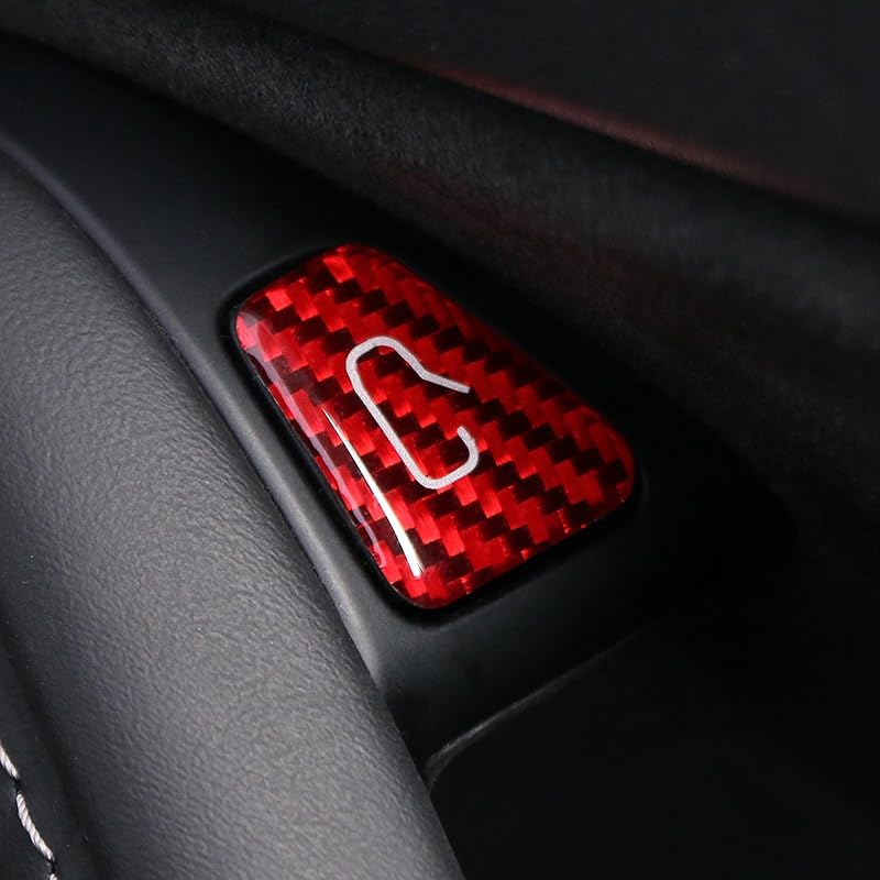 BETTERHUMZ Door Open Button Sticker Compatible with Tesla Model 3 - Model Y 2024- Carbon Fiber Door Lock Switch Trim Interior Accessories (Red)