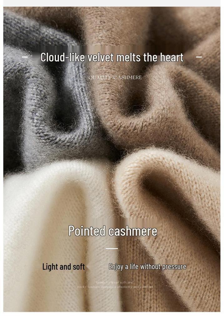 Women's Plus Size Loose Fit Cashmere Sweater - Warm Mid-Length, Round Neck, Drop Shoulder, Solid Color Knitwear for Autumn and Winter