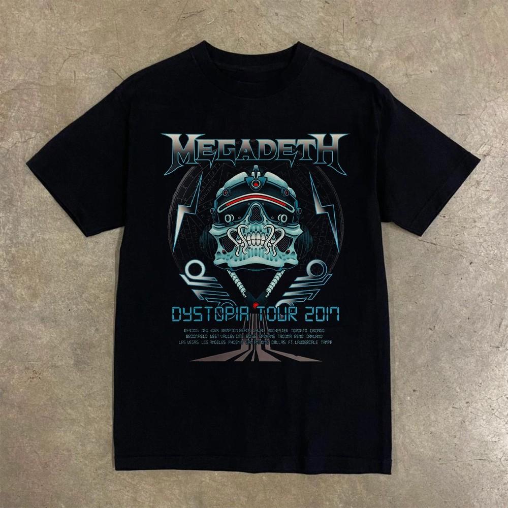 Редкая футболка Megadeth Dystopia Tour, Унисекс Черная хлопковая футболка, Размер S-5XL Унисекс футболка XXL