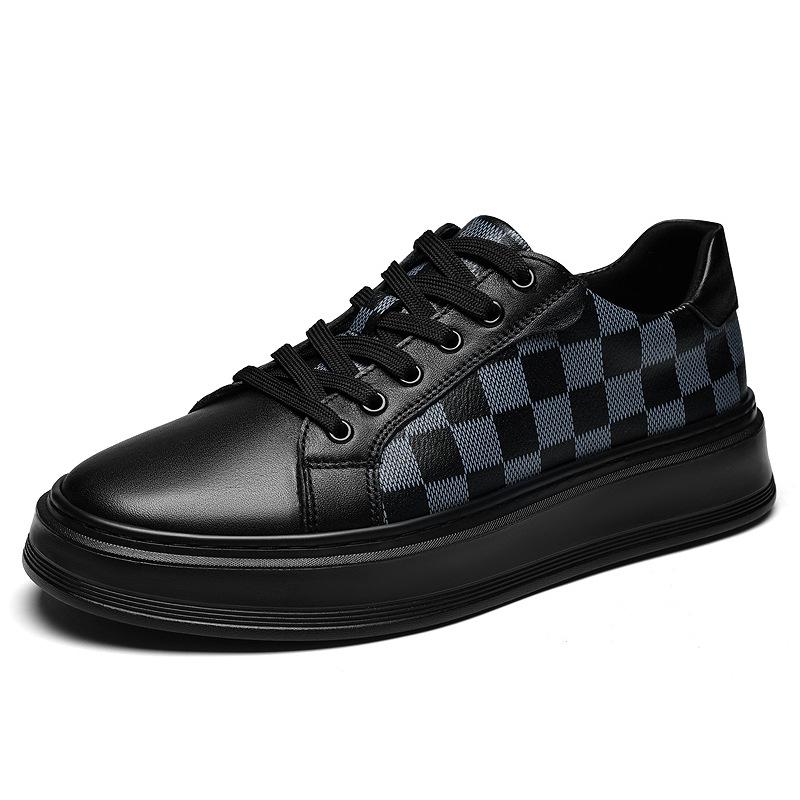 Men s Fashion Leather Low-top  High-top Retro Casual Cowhide Shoes, Large Size, White 38 черный низкий