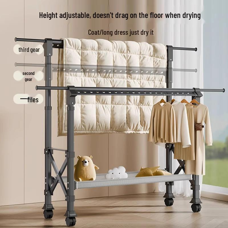 Adjustable Floor-Standing Clothes Drying Rack for Indoor/Outdoor Use