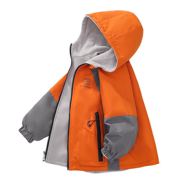 Wendbare Fleece-gefütterte Jacke für Jungen: Wasserdichte Kinder-Windjacke für Frühling & Herbst, Modell 2026.
