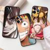 O-ne-1-P-Piece Drawings Phone Case for iPhone 14 Plus 7 12 Mini XR 11 SE 8 6s 13 Pro Max XS X Matte Shockproof Black Soft Cover