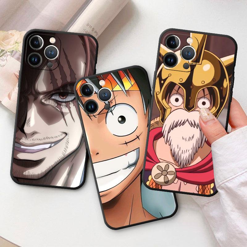 O-ne-1-P-Piece Drawings Phone Case for iPhone 14 Plus 7 12 Mini XR 11 SE 8 6s 13 Pro Max XS X Matte Shockproof Black Soft Cover
