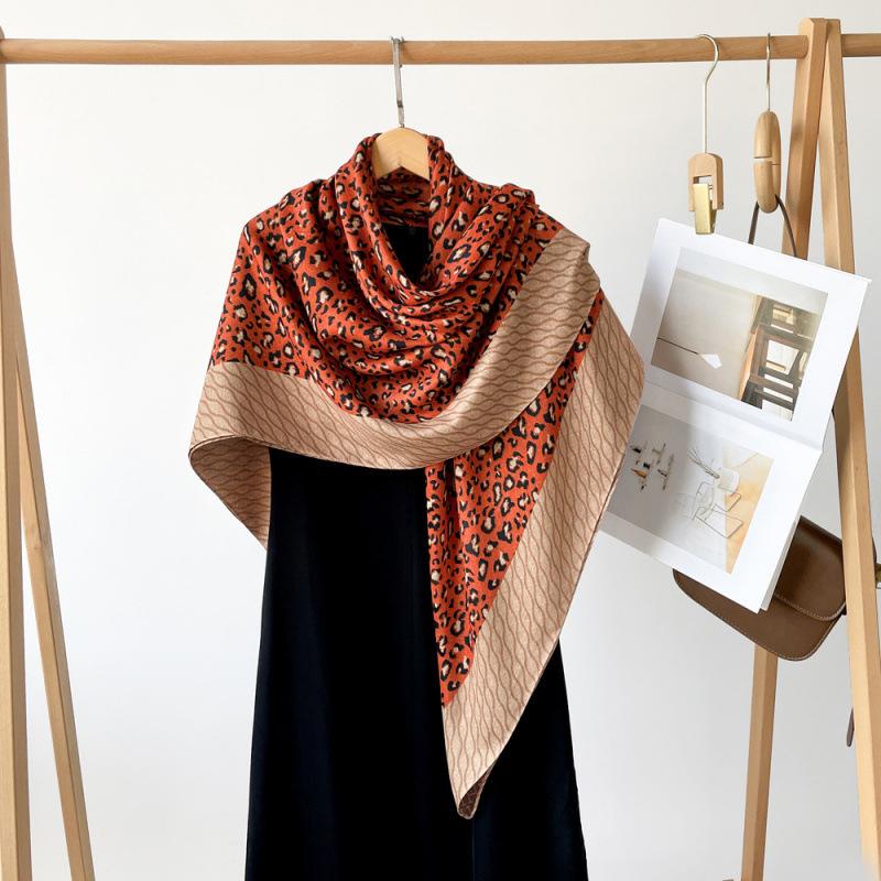 Silk Scarf Big Square Scarf for Women's Spring New High-end Touching Double-sided Digital Printed Shawl Scarf