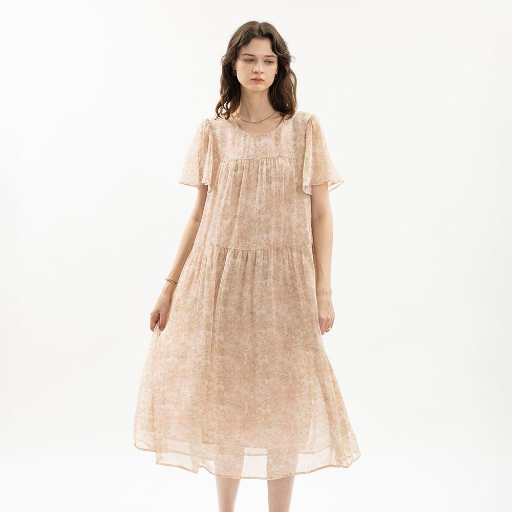 Wednesday Delight Wd_Bloom Sheer Tiered Dress_Pink