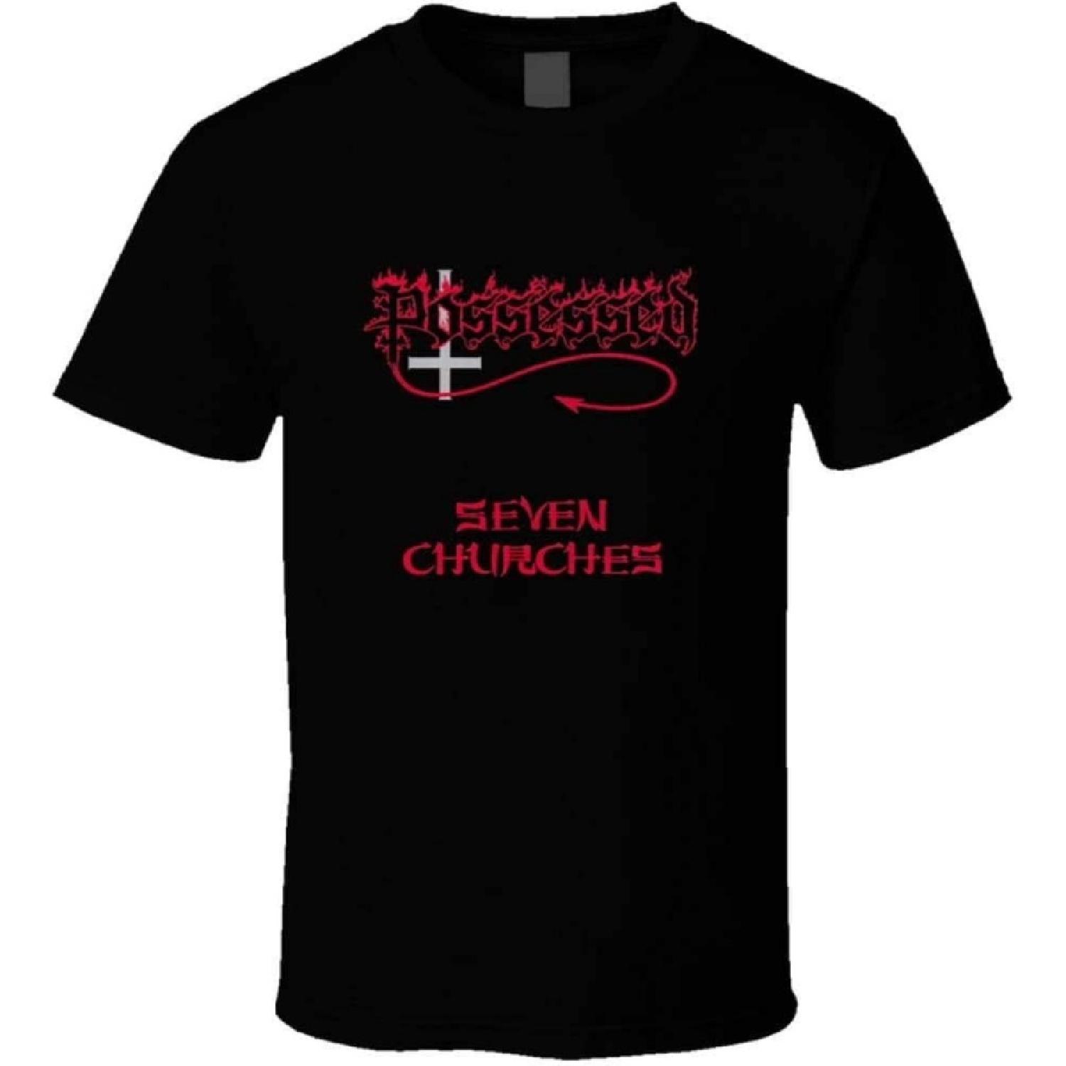Possessed Seven Churches Death Metal Band T-Shirts Black S