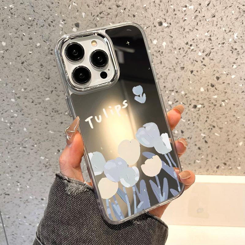 Rose Flower Phone Case For iPhone 16 Pro Case Funda iPhone 13 11 12 14 15 Pro Max Plus XR X XS Shockproof Make Up Mirror Cover