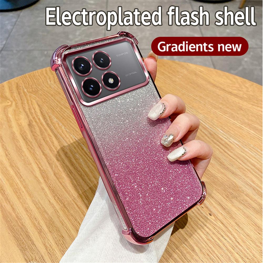 Plating Shockproof Clear Phone Case For Xiaomi Mi Poco M6 Pro 4G X5 X3 X6 Pro X3 NFC C65 13T 12T Pro Soft Silicone Glitter Cover