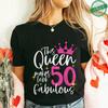This Queen Makes 50 Look Fabulous T-Shirt Women 50th Birthday Party Tees Gift Crown Print Casual O Neck Short Sleeve Y2k Tops